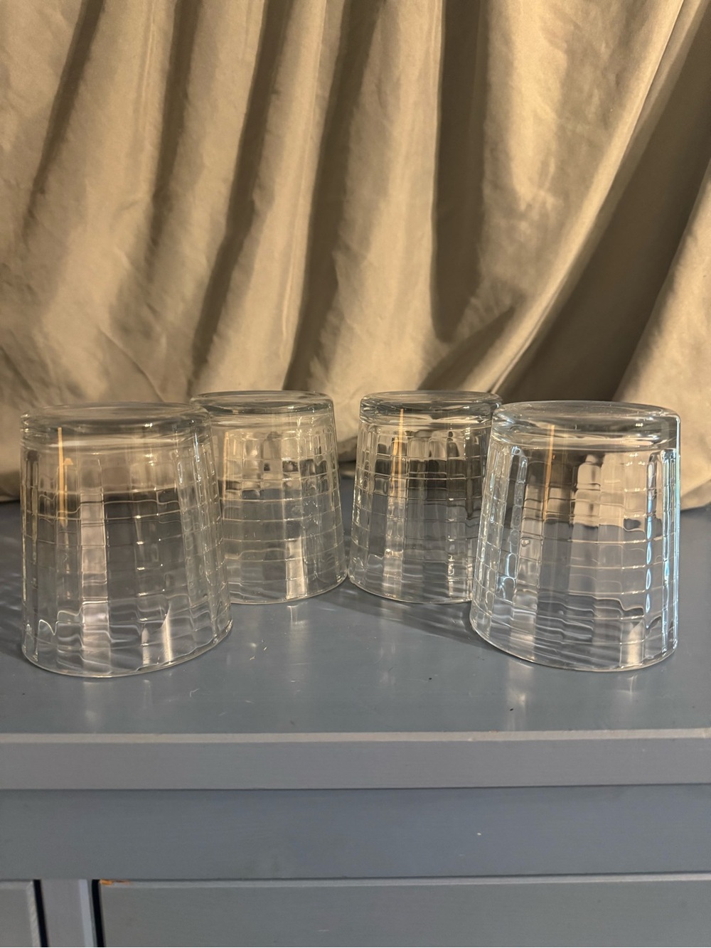 Set of 4 Clear Textured Glass Tumblers